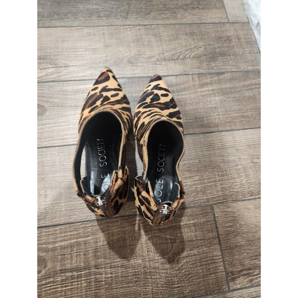 Calf hair cut out booties SOLE SOCIETY Sz 6.5  SO LANETTE Block heel Zipper back - Picture 4 of 9